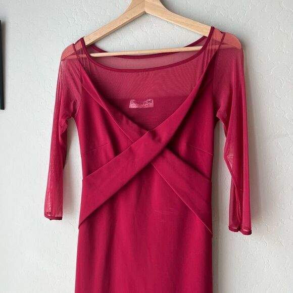 Chiara Boni Gown Alidora‎ Mesh Quarter Sleeve Maxi Dress Red Size 42 (6) - Picture 4 of 12